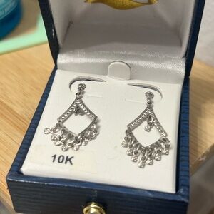 10k gold White gold drop Earrings